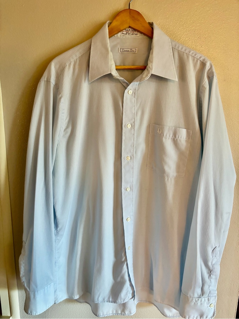 Vintage Christian Dior Mens Pinstripe Button Down Dress Shirt Quiet Luxury CD